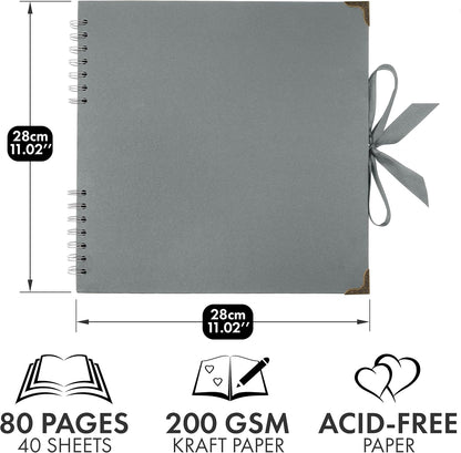 Bstorify Scrapbook Album 60 Pages (8 x 8 Inch) Brown Thick 200gsm Kraft Paper, Photo Album Scrapbook, Memory Book - Ideal for Your Scrapbooking Albums Art & Craft Projects