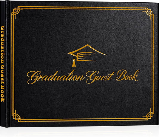 Artmag 2026 Graduation Guest Book Leather Hardcover Signs Signature Graduation 100 Pages Guest Book Grad Memory Scrapbook for College Gifts (Black)