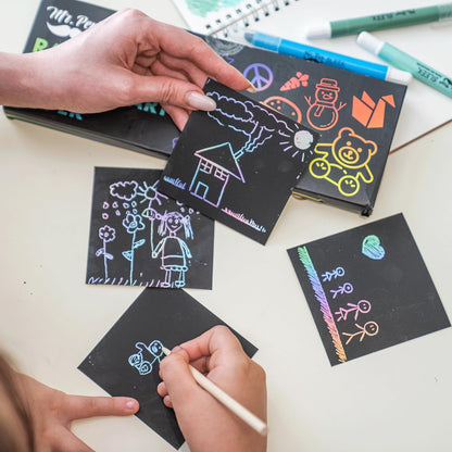 Mr. Pen- Scratch Art for Kids with Wooden Stylus, 125 pcs, Rainbow Scratch Paper, Scratch Art Paper