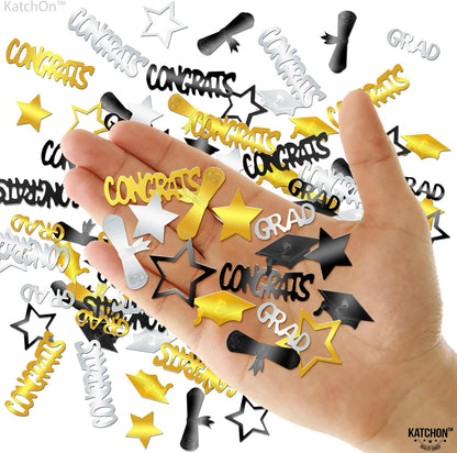 Black and Gold Grad Graduation Decorations 2026 - Pack of 1000, Congrats Grad Graduation Confetti 2026 | Grad Confetti Class of 2026 for Black and Gold 2026 Graduation Decorations, KatchOn