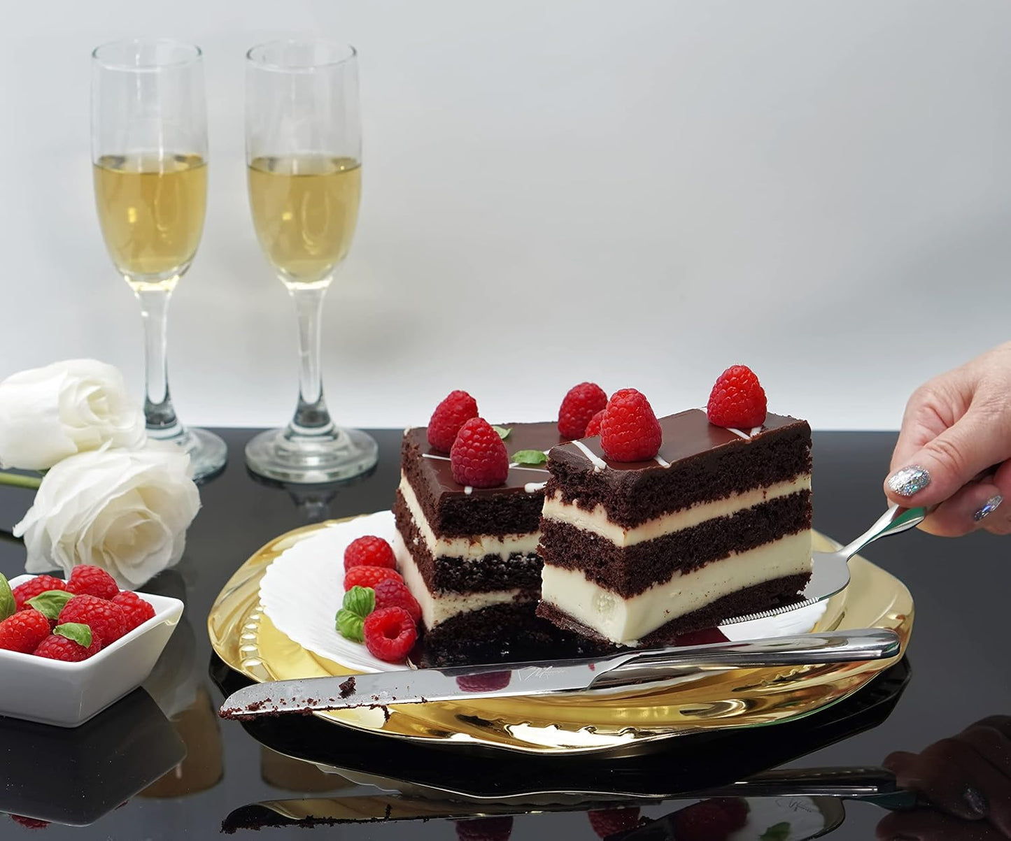 Cake Knife And Cake Server Set - Stylish, Classic, Sturdy - Fit For All Occasions - Wedding, Birthday, Everyday Use - Stainless Steel With Ergonomic Handle