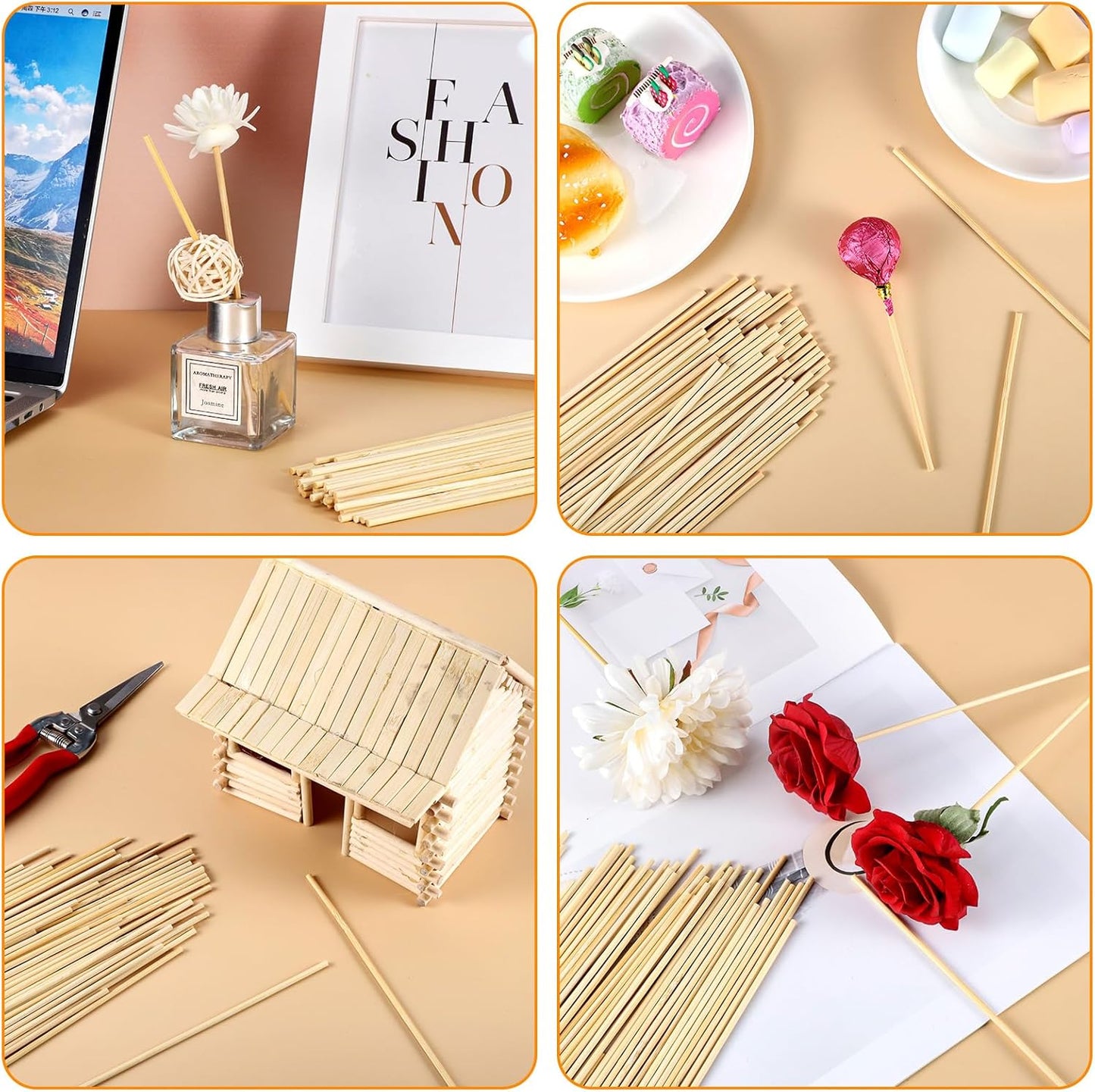 150 Pcs Wooden Dowel Rods - 1/8 x 12 Inch Wooden Sticks for Crafts Unfinished Cake Dowels Sticks for Flower Bouquet and DIYers