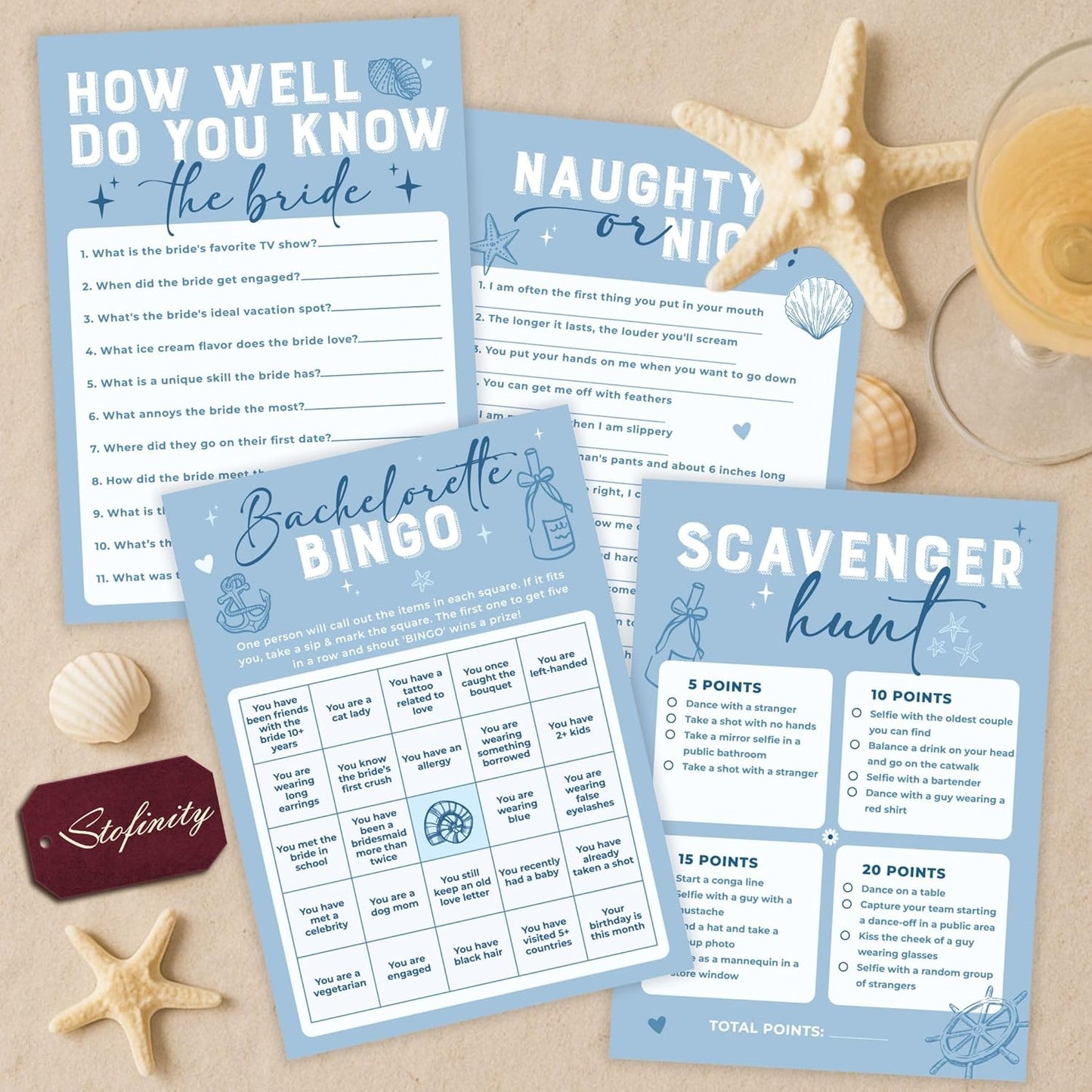 Stofinity Funny Bachelorette Party Games - Bachelorette Games For Parties Scavenger Hunt, Bach Game Bachelorette Bingo Card Games For Bridal Shower Game