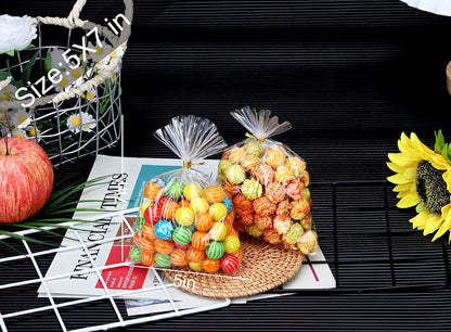 Clear Candy Bags 100pcs 6X10 Cellophane Treat Bag Party Favor Goodie Cake Pop Gift Apple Cello for Gift Baskets Bakery Cookie with Ties
