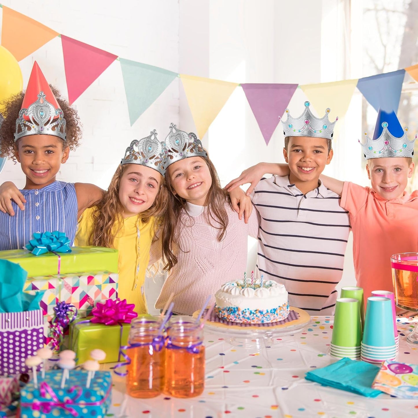 Yaomiao 66 Pieces Foam Princess Tiaras DIY Crowns Kids Party Favors Craft Crystal Diamond Sticker Girls Making Your Own Tiara (Gold)