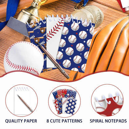 24 Pcs Mini Baseball Themed Notepads Sports Party Favors Sports Spiral Pocket Notepads Goodie Bag Stuffers Notepads Spiral Mini Notebooks for Teens Teacher Classroom Reward