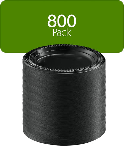 PLASTICPRO 100 PCS Black Plastic Bowls Light Weight 12 oz Plastic Soup Bowls Black Salad Plates Disposable for Party and Wedding