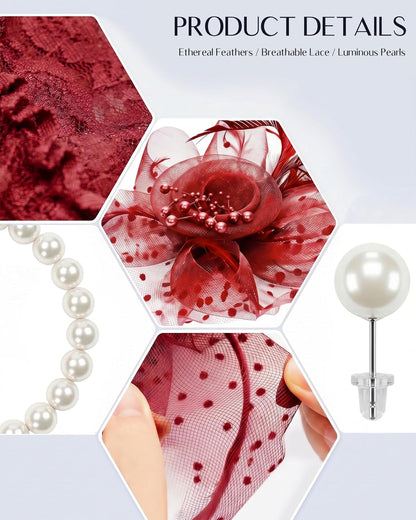 Girls Tea Party Fascinators Hats for Kids Fascinator Tea Party Hat Headband with Gloves Accessories for Girls