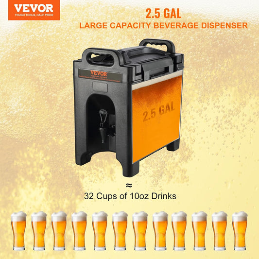 VEVOR Insulated Beverage Dispenser, 5 Gallon, Food-grade LDPE Hot and Cold Beverage Server, Thermal Drink Dispenser Cooler with 0.9 in PU Layer Two-Stage Faucet Handle, for Restaurant Drink Shop