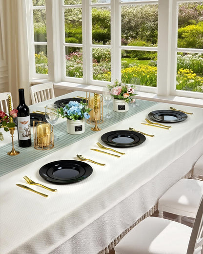 BESTVIP 200PCS Gold Plastic Plate, Disposable Party Plates with 100 Dinner Plates and 100 Dessert Plates, Plastic Plates for Party, Wedding and Birthday