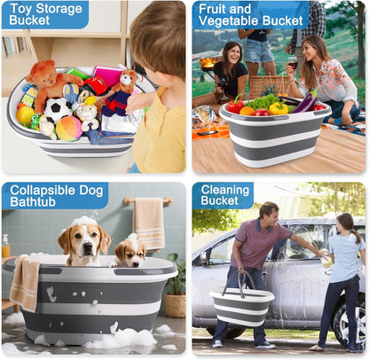Collapsible Bucket for Cleaning, 4.2 Gallons Mop Bucket with Handle for Floor Window Car Washing, Silicone Ice Buckets for Parties Camping Fishing Beach, RV Laundry Storage Household Cleaning Supplies