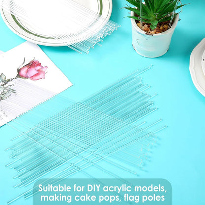 Vicenpal 120 Pcs 12 Inch Clear Acrylic Rods 3mm Diameter Round Acrylic Dowel Rods for DIY Crafts Party Decorations Gardening