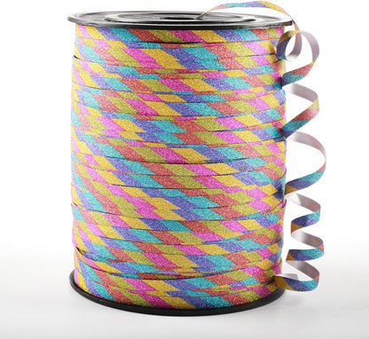 500 Yard Curling Ribbon, Rainbow Glitter Curly Ribbons for Gift Wrapping, Balloon String Ribbon, Thin Gift Wrap Ribbon for Valentine's Day Wedding Birthday Party Christmas Decorations
