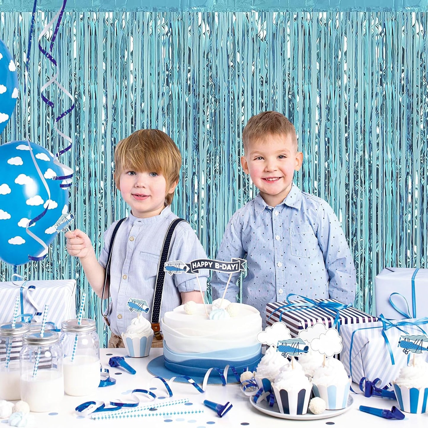 Silver Fringe Curtain Party Streamers, 12 Pack 3.3ft x 8.2ft Foil Curtain Backdrop Tinsel Foil Fringe Curtains Photo Booth Backdrop Streamer for Birthday, Wedding, Baby Shower, Disco Party