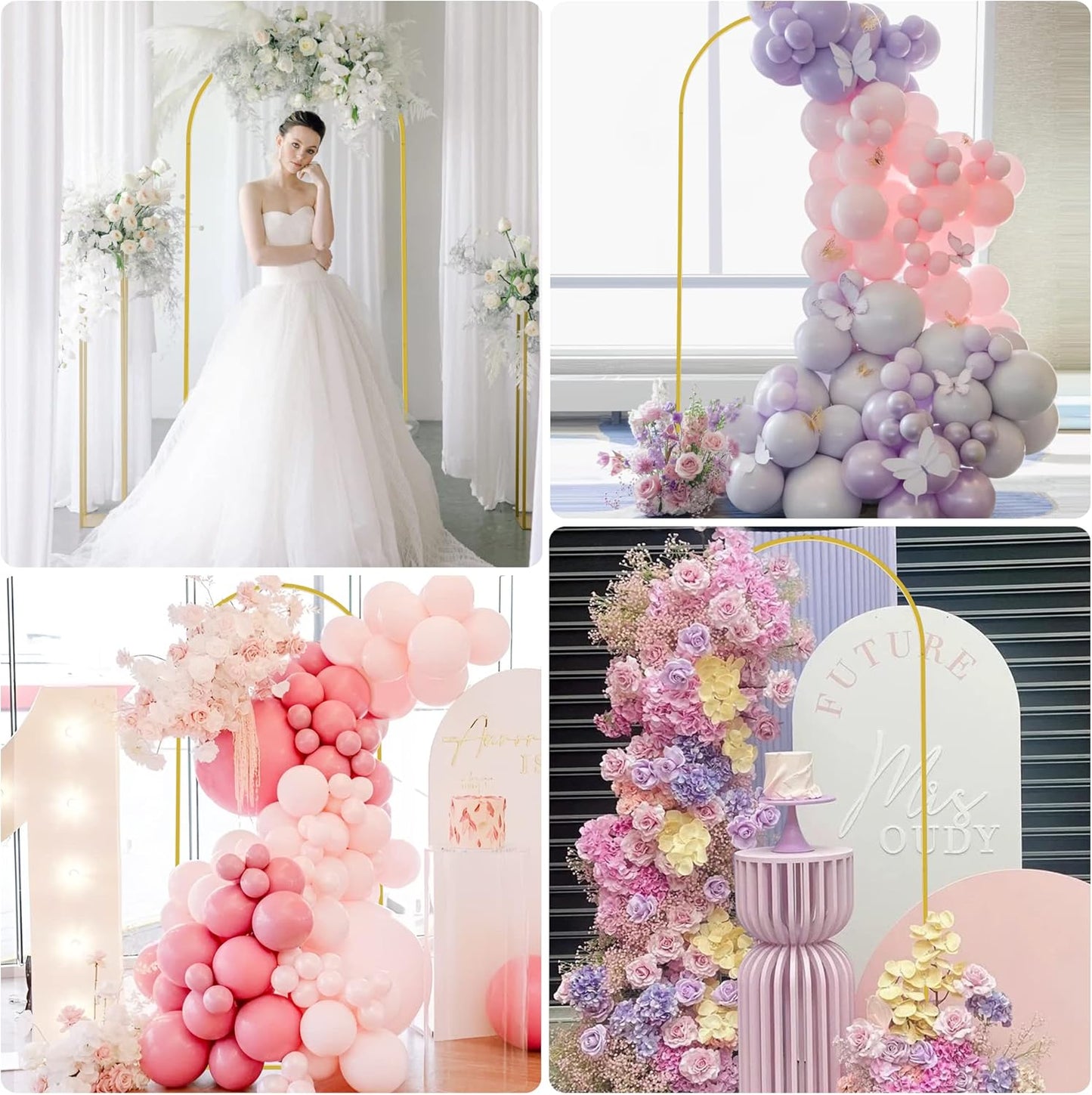Wokceer 7.2 FT Wedding Arch Backdrop Stand and White Arch Cover, Metal Arch Stand with Arch Stand Cover for Birthday Party Wedding Ceremony Bridal Baby Shower Event Decor