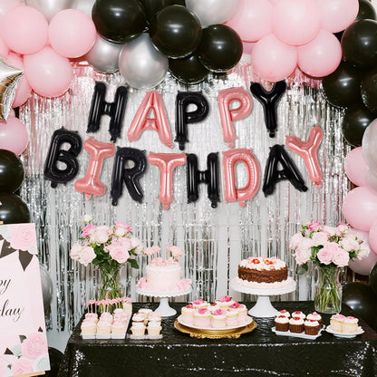 Happy Birthday Balloons Banner, Foil Balloon Personalized Name Letters Balloons Sign Birthday Party Decorations for Women Men Boys Girls Cream