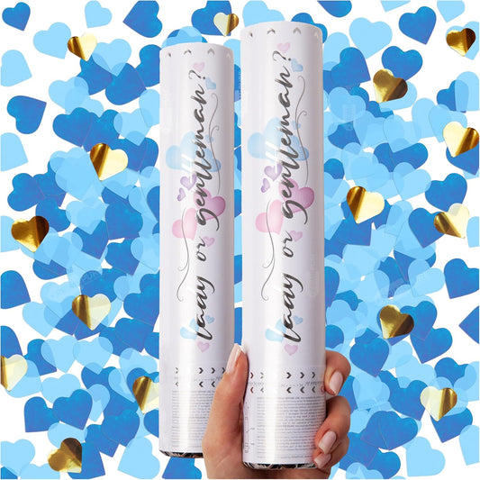 PrimePure Gender Reveal Confetti Cannon - Heart Shaped Confetti Poppers - Pink, 2 Pack - Baby Girl Gender Reveal Party Poppers - Pink Paper Baby Party Supplies Pop Gun
