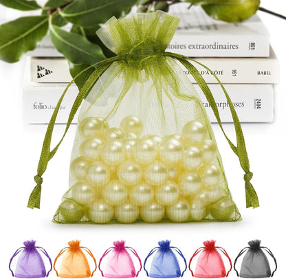 ANZNKU 50PCS White Organza Bags 3x4, Small Gift Bags Bulk for Sachet Jewelry Candy Treat, Mini Mesh Bag Drawstring for Wedding Bridal & Baby Shower, Party Favor Bag for Easter Mothers Day Birthday