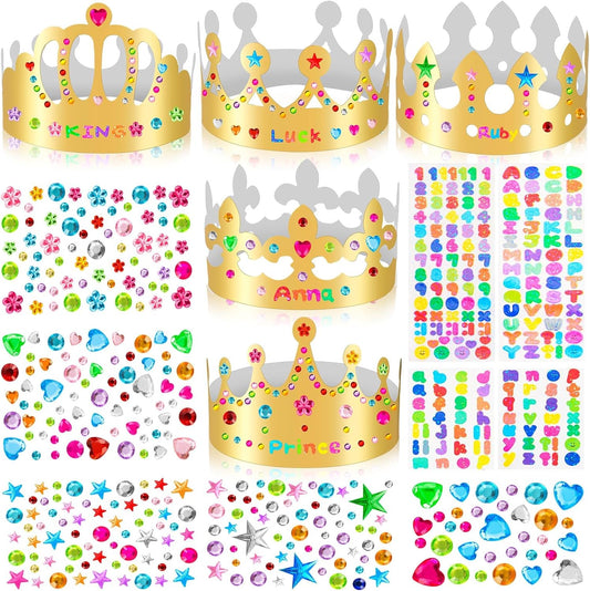 Gold Paper Crowns, Diy Birthday King Crowns Craft to Decorate, Paper Prince Princess Crown Hats for School Classroom