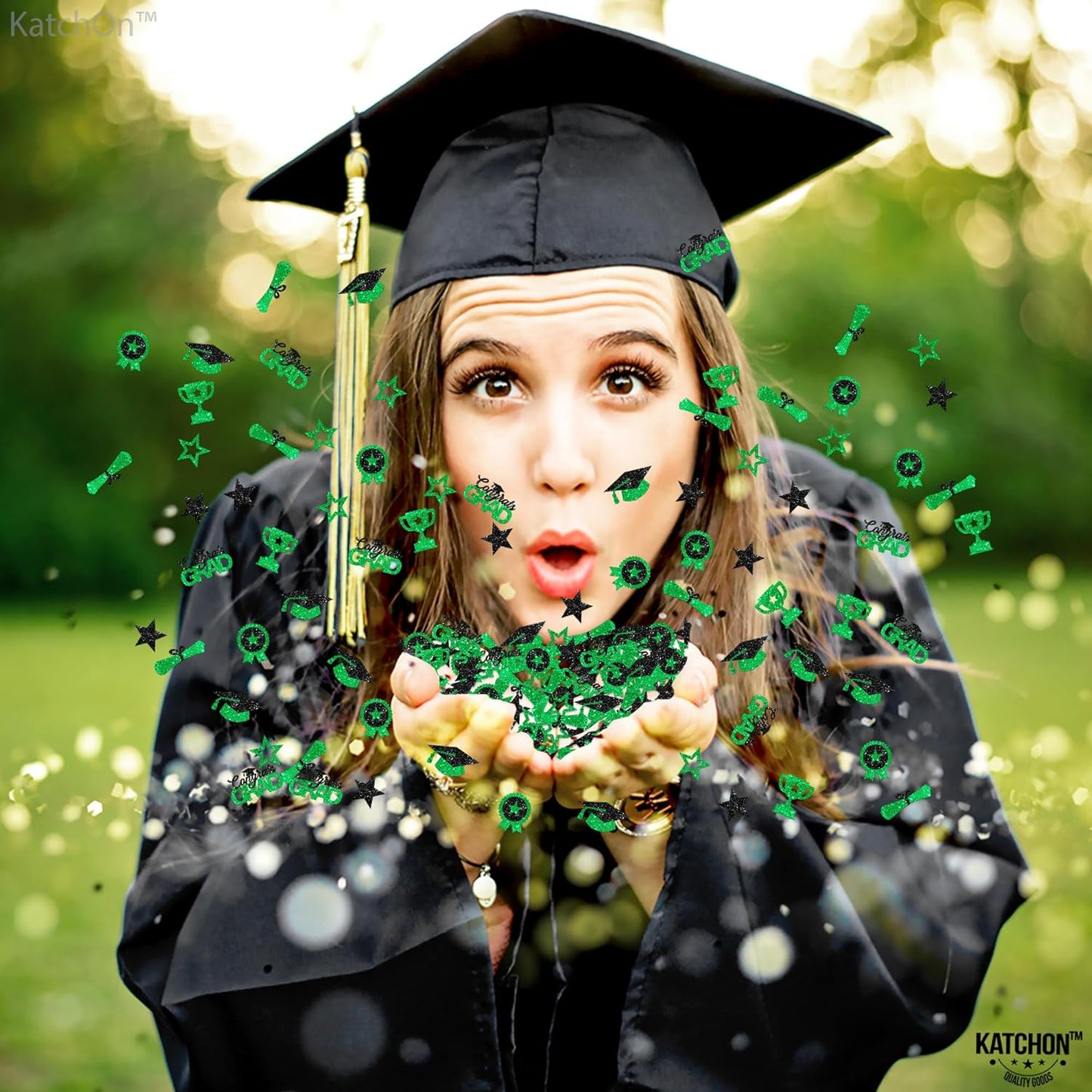 Black and Gold Grad Graduation Decorations 2026 - Pack of 1000, Congrats Grad Graduation Confetti 2026 | Grad Confetti Class of 2026 for Black and Gold 2026 Graduation Decorations, KatchOn