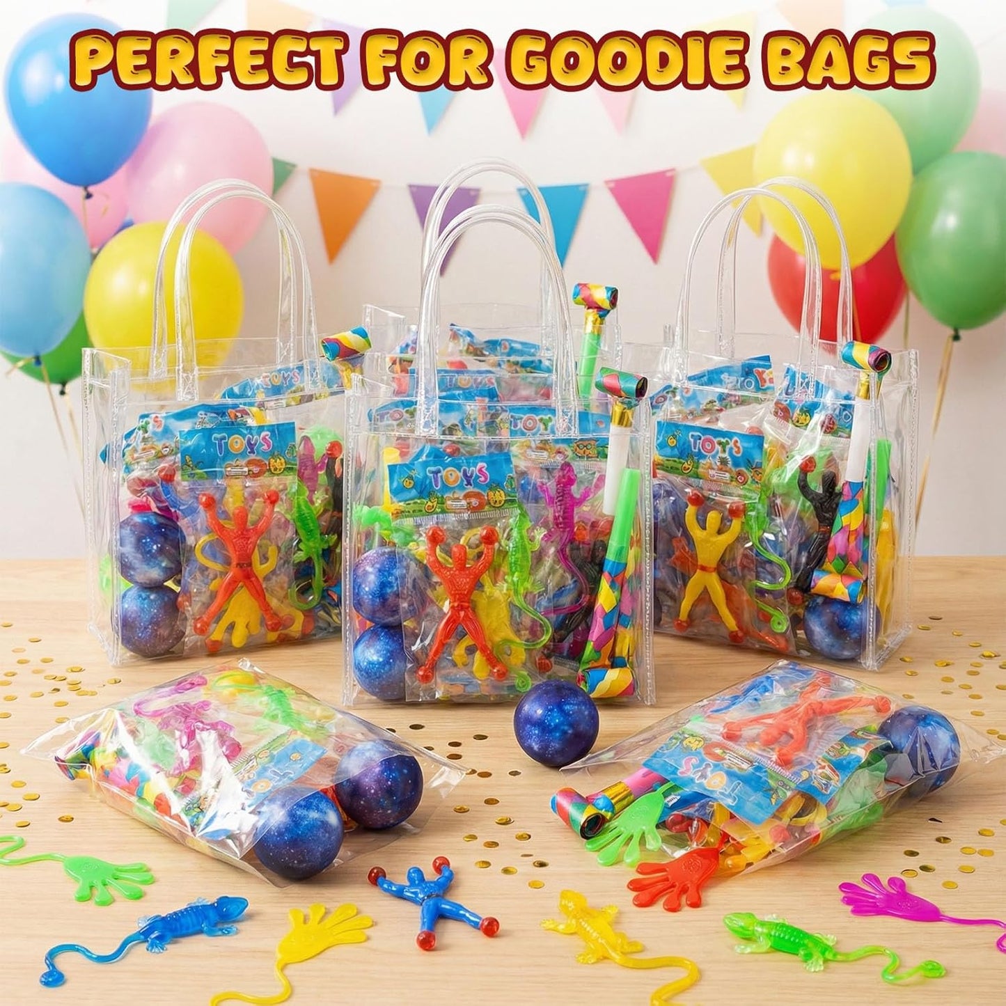AMOR PRESENT 48PCS Stretchy Sticky Toy Party Favors, Party Table Favors Set for Kids Classroom Treasure Box Carnival Prizes Bulk Pinata Stuff Toys