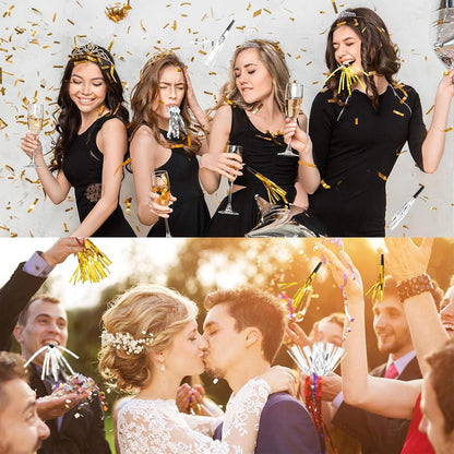 Sumind 24 Pcs Gold Noise Makers Metallic Fringed Party Blowers Horns Whistles Noisemakers Party Favors for Adults Birthday Graduation Sporting Events Celebration Surprise Supplies