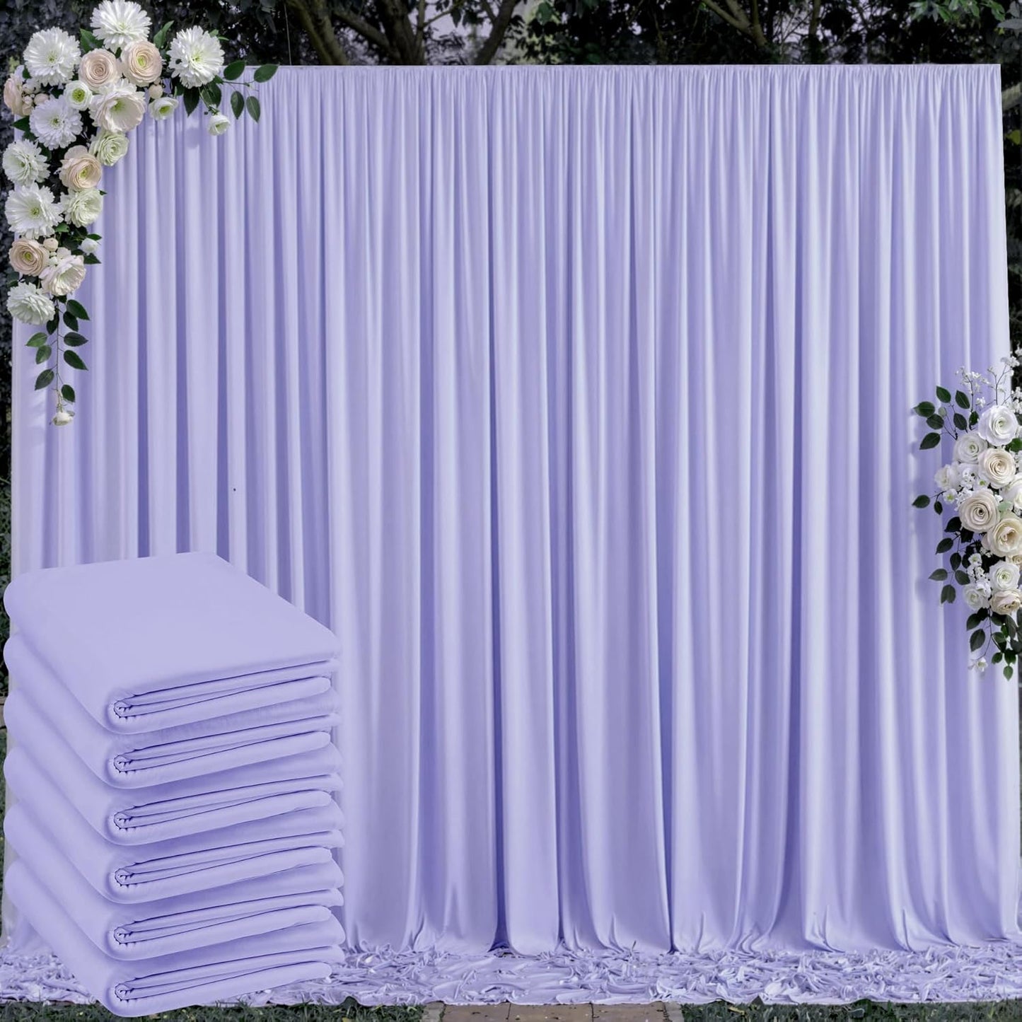 10 ft x 10 ft Wrinkle Free White Backdrop Curtains for Wedding Parties, Polyester Photography Backdrop Drapes for Birthday Parties Stage Backdrop Stand, 2 Panels 5x10FT Background Curtains