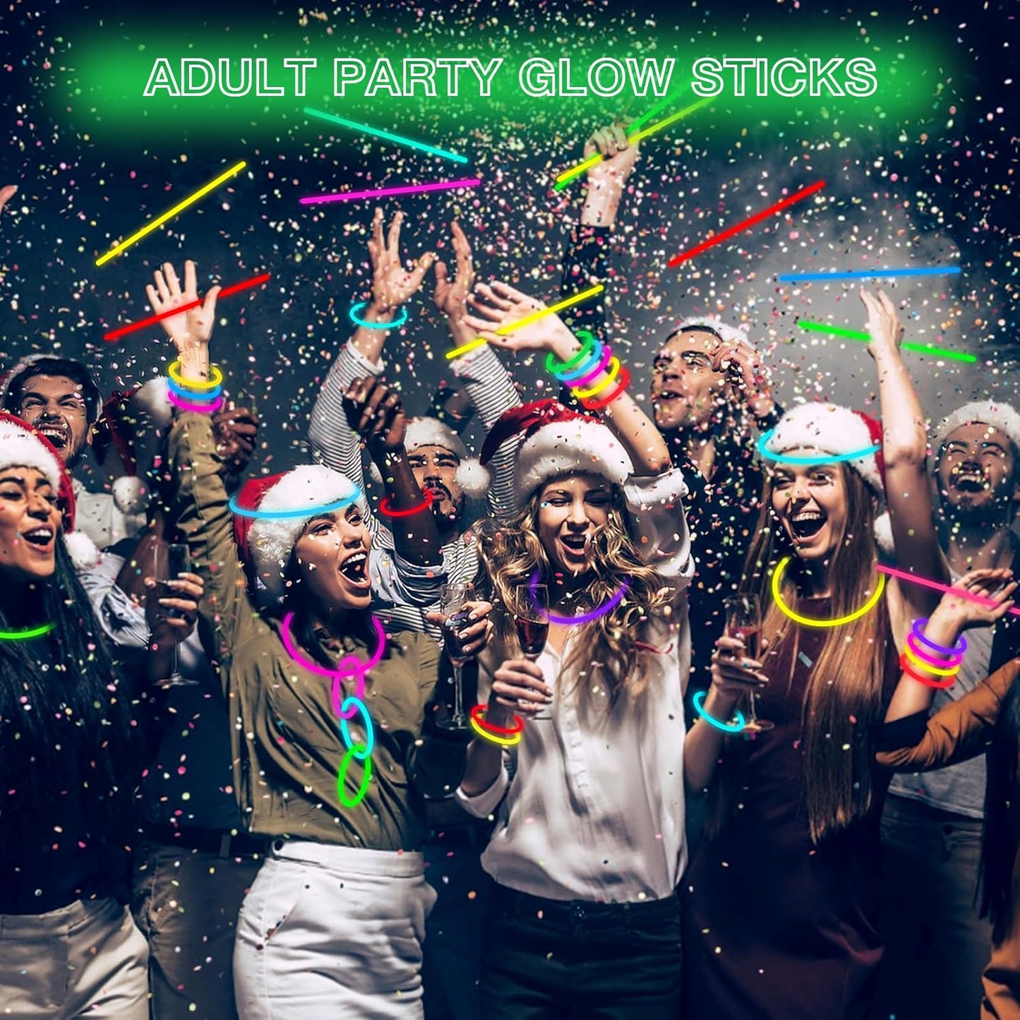 JICUICUI Glow Sticks Bulk Party Pack- Ultra Bright 50pk Glow in the Dark Party Supplies, Neon Party Favors, Glow Sticks Party Supplies Glow Necklaces and Glow Bracelets with Connectors