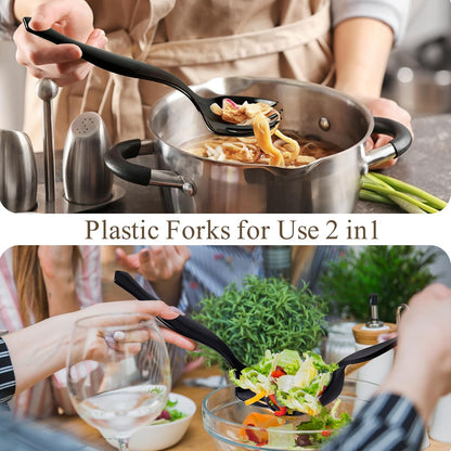 Disposable Plastic Serving Utensils Set (Black, 36 Pcs)