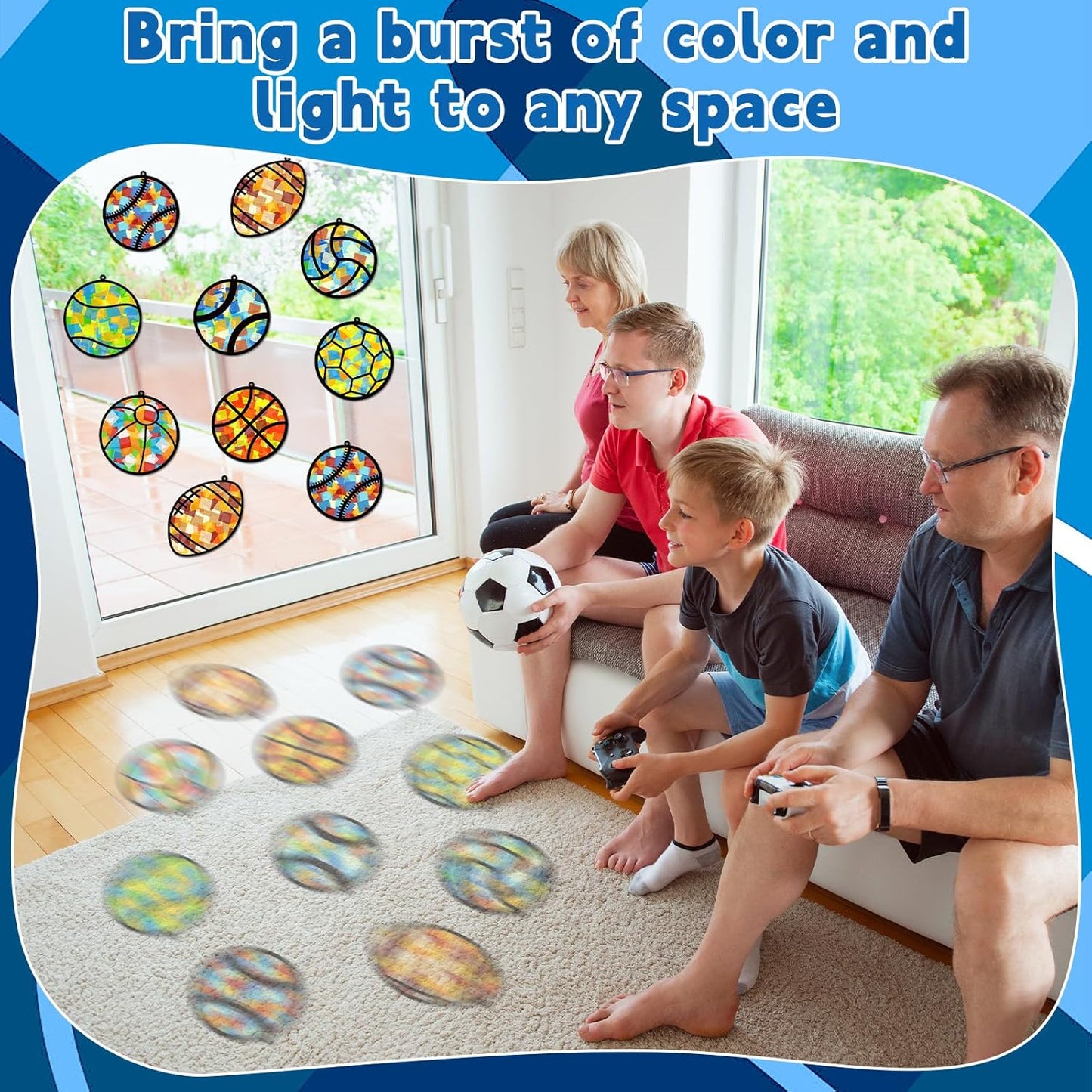 QOUBAI 32 Sets Stars Suncatchers Craft Back to School DIY Stained Glass Window Patriotic 4th of July Paper Craft Home School Classroom Decor Kid Birthday Gift Creative Art Activity Game - Colors B