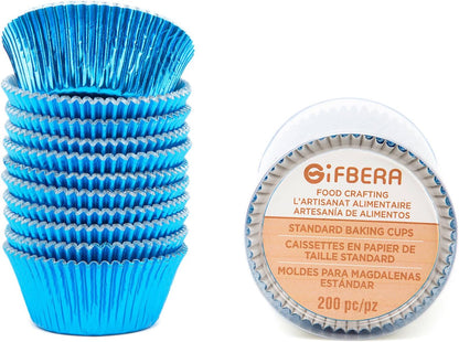 Gifbera White Metallic Foil Cupcake Liners Standard Size Baking Cups, 200-Count