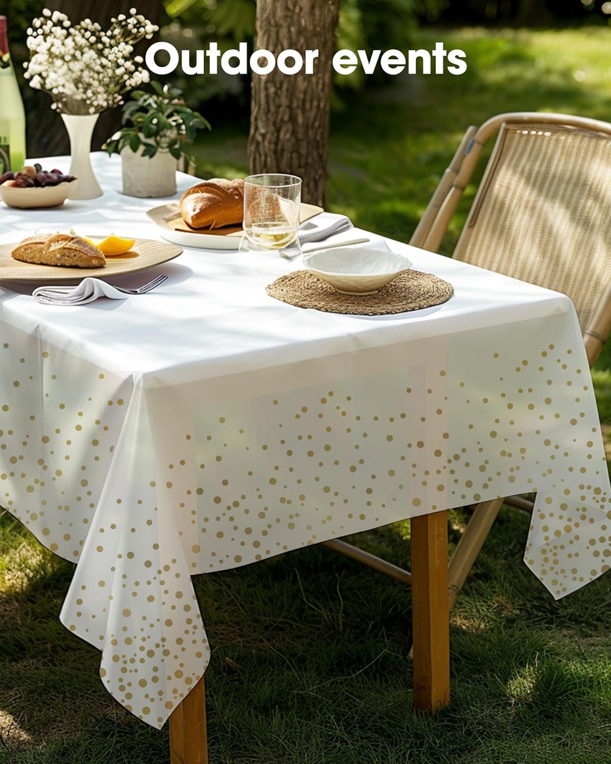 Pureegg Plastic Table Cloth 10 Pack, 54 x 108 Inch Disposable Table Cloths for Party, Picnic and Wedding, Rectangle, White - Colors A