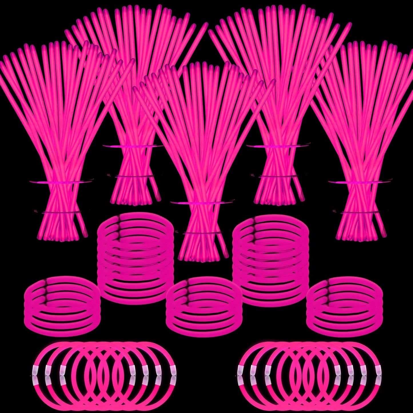 500 PCS White Glow Stick Bracelets Necklaces 8" Glowsticks with Connectors Bulk Glow in The Dark Party Supplies Light Up Neon Party Favor for Christmas NewYear Valentine’s Day Wedding