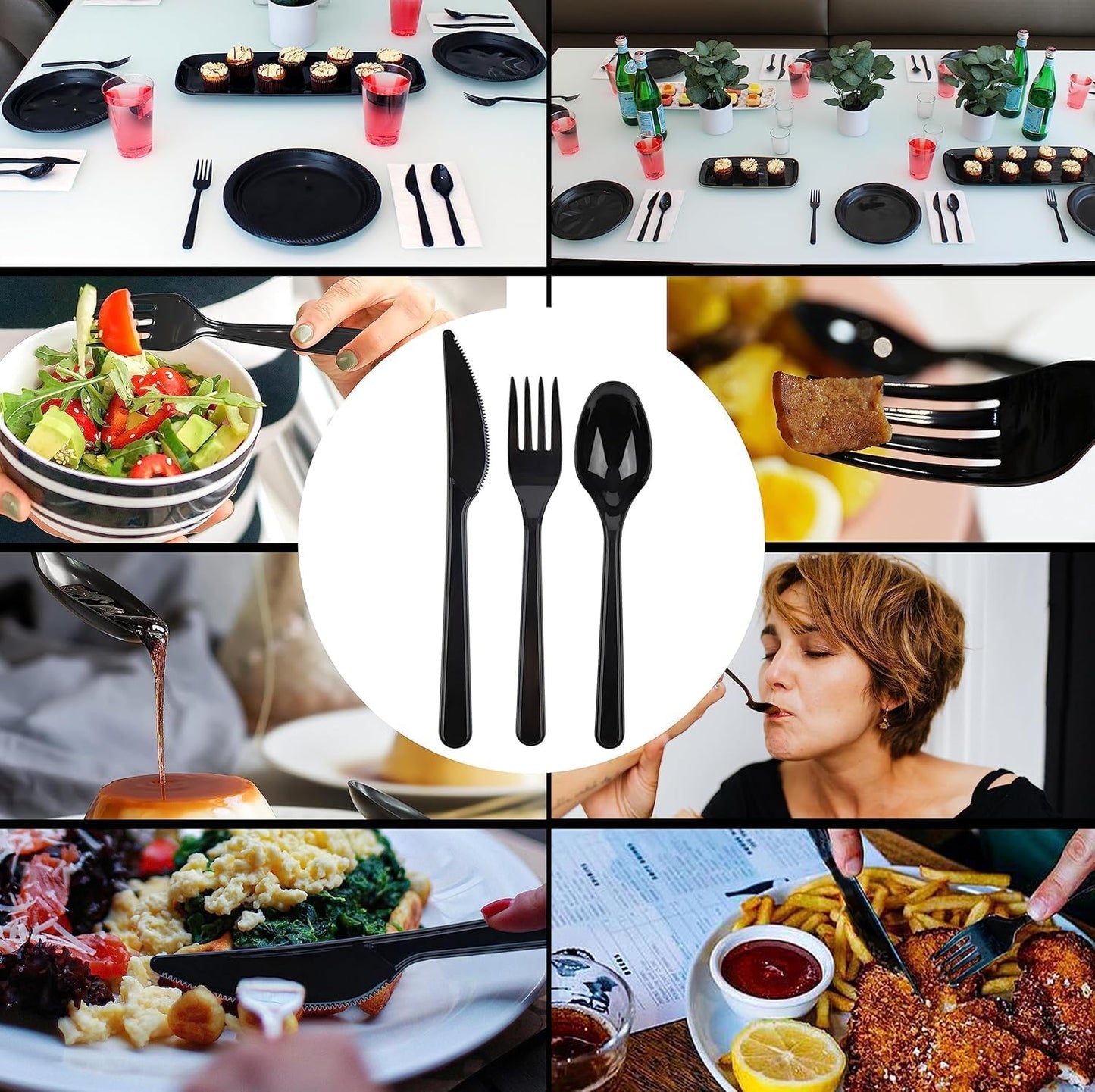 Party Bargains Disposable Cutlery set, SAPPHIRE Design, Clear Color, 360 Pieces: 180 Forks, 120 Spoons, 60 Knives