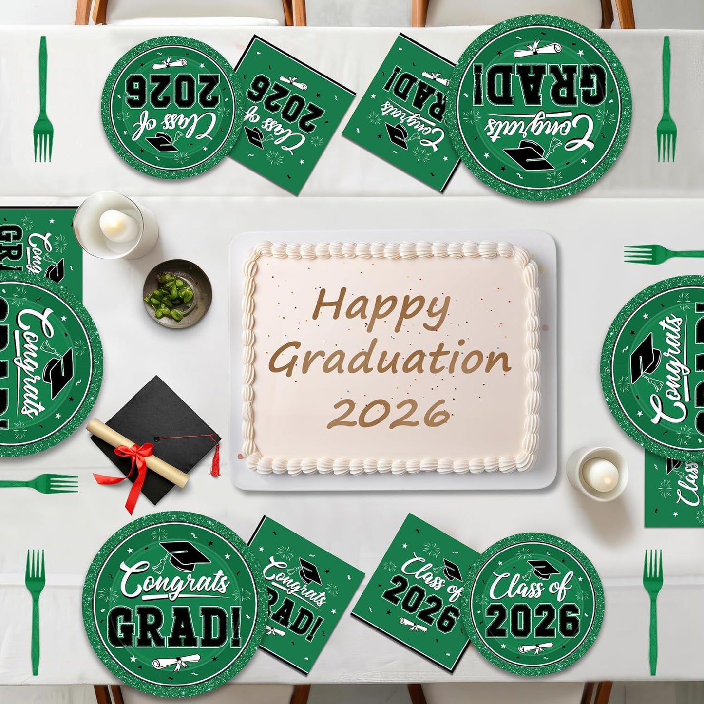 200Pcs Graduation Decorations 2026, Blue Graduation Plates and Napkins Party Supplies for 50 Guests, Disposable Grad Plates, Napkins, Dessert Plates and Forks for Grad Decor Wedding Birthday Supplies