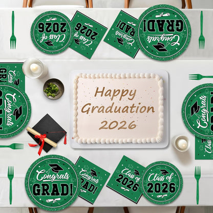 200Pcs Graduation Decorations 2026, Blue Graduation Plates and Napkins Party Supplies for 50 Guests, Disposable Grad Plates, Napkins, Dessert Plates and Forks for Grad Decor Wedding Birthday Supplies