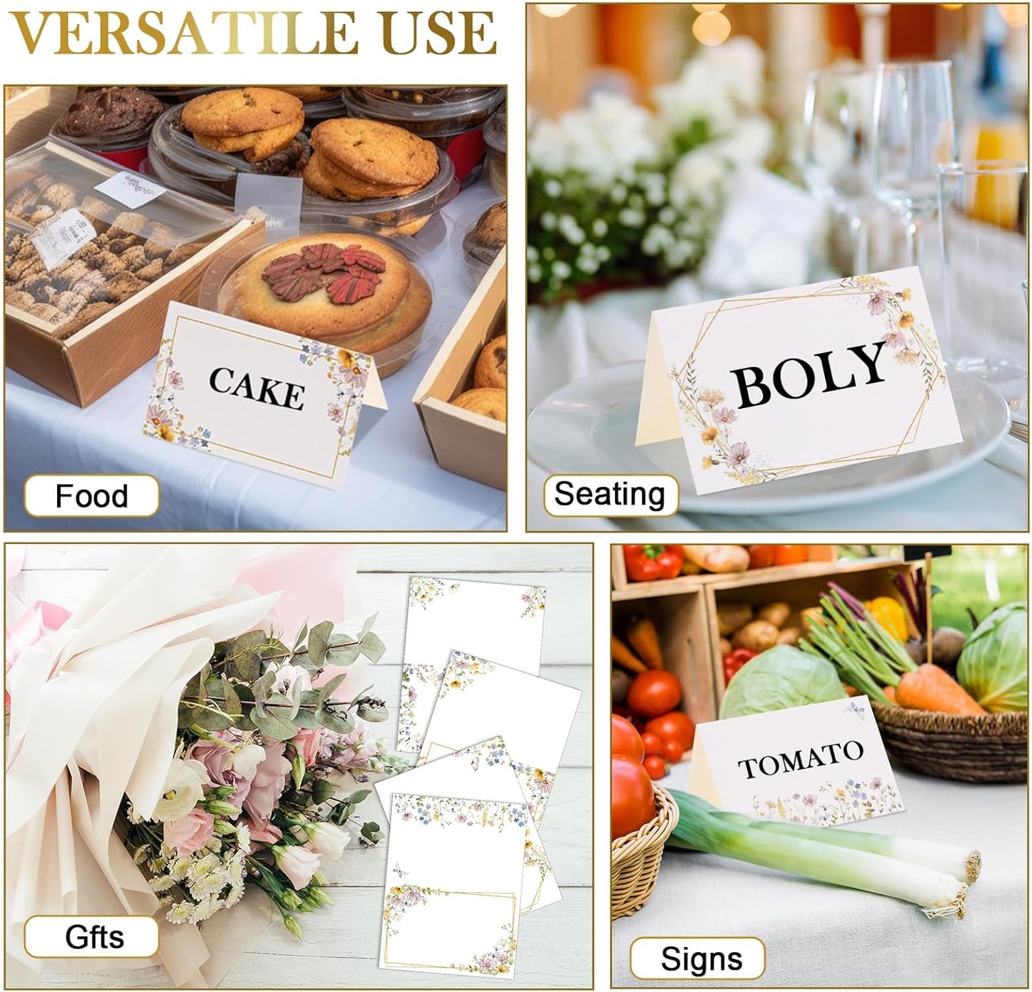 Honoson 48 Pcs Watercolor Greenery Place Cards for Table Setting 4.6 x 3 Inch Blank Fillable Seat Card Eucalyptus Tent Folding Name Card for Weddings, Parties, Banquets