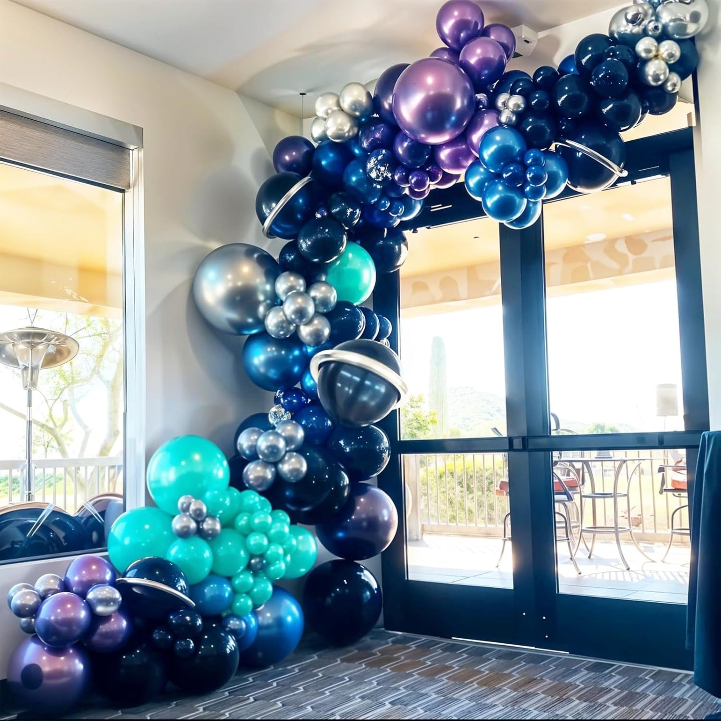 60 Pcs Blue and Silver Balloons, Navy Royal Blue Silver Party Balloons with Metallic Confetti Helium Latex Balloons for Birthday Baby Showers Fathers Day 2025 Graduation Decoration