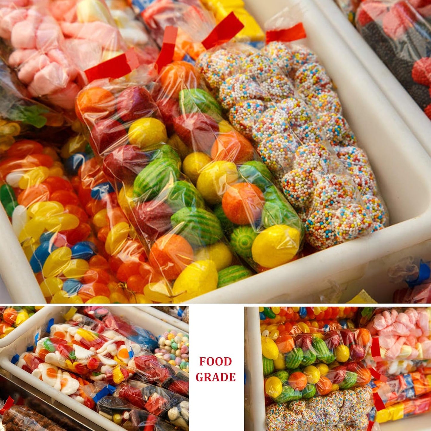 Cello Cellophane Treat Bags,5x7 Inches Clear Cellophane Bags 200 Pcs OPP Plastic Treat Bags with 200 Twist Ties for Gift Wrapping,Packaging Candies,Dessert,Bakery, Cookies, Chocolate,Party Favor