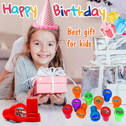 Car and Truck Stamps for Kids, Themed Car and Truck Birthday Party Favors Decorations Supplies Car and Truck 12PCS Self-Inking Stampers Classroom Gifts Cute for Boys Girls Rewards Birthday Party Gifts