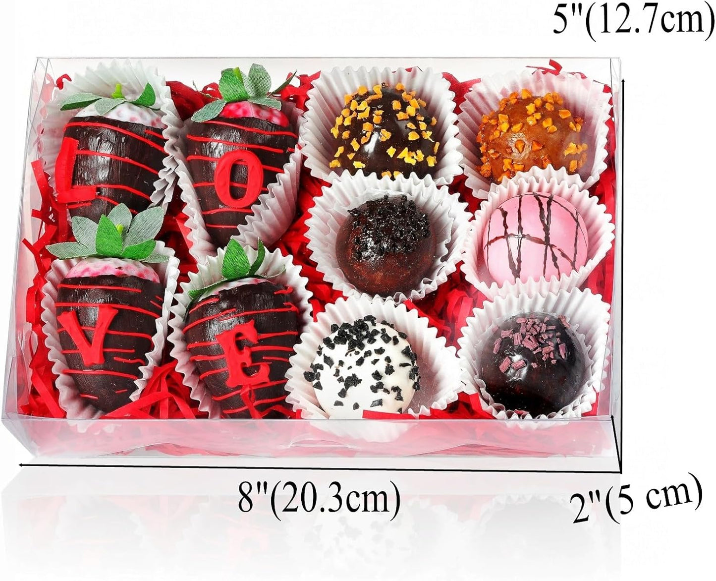 50 PCS 8x5x2 Inch Bakery Boxes with Window for Chocolate Covered Strawberries, Cookies, Cakesickle, Browines, Donut &More
