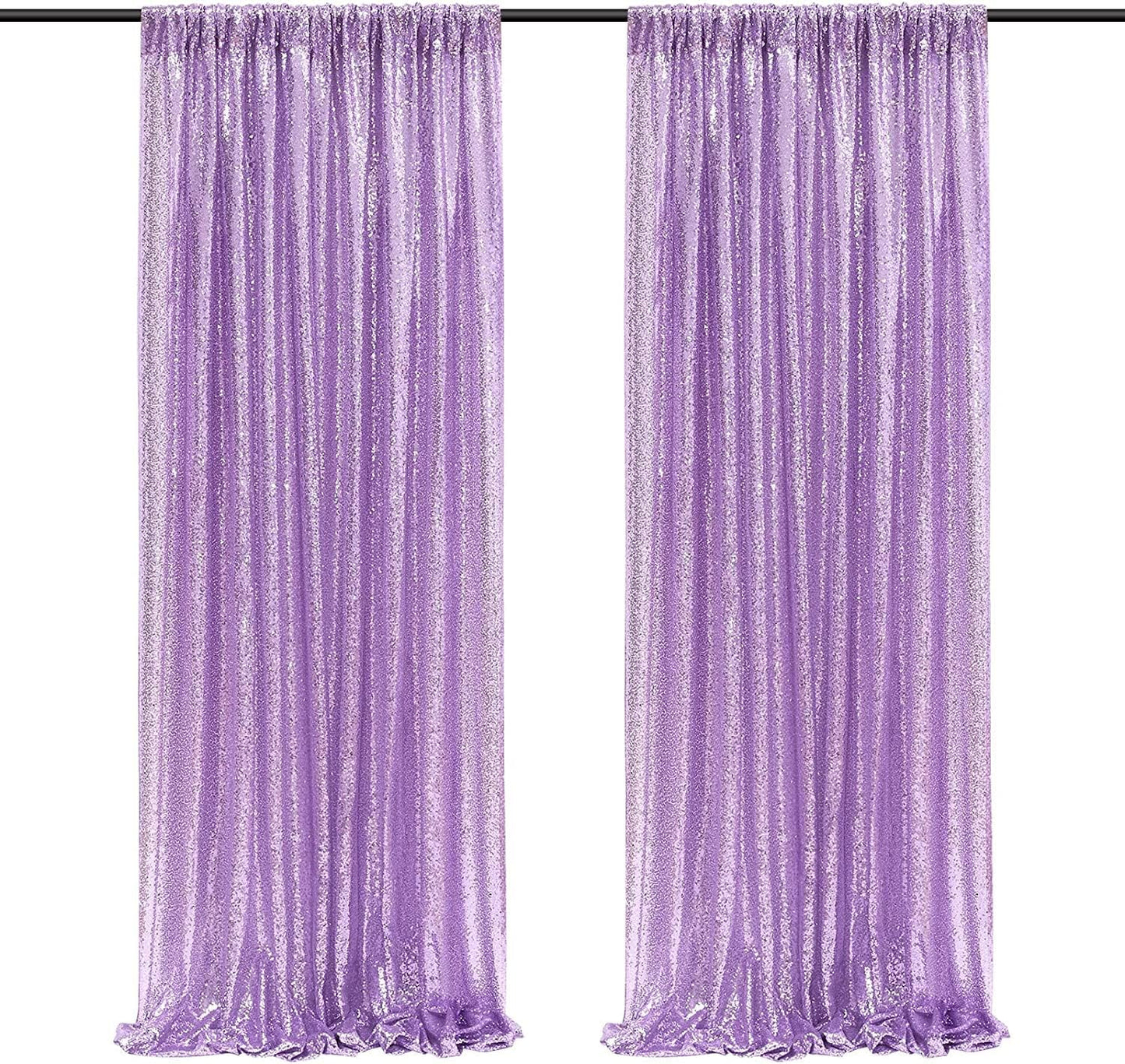 Poise3EHome Black Sequin Backdrop Curtains, 2 Panels 2FTx8FT Glitter Photo Booth Backdrop for Halloween Birthday Bachelorette Wednesday Twilight Party Decorations
