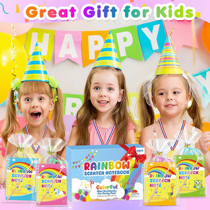 Elover Party Favors for Kids 4-8-12: 24 Pack Scratch Rainbow Art Crafts Notebook, Coloring Book Goodie Bags Stuffers Kit, Bulk Birthday Gift Classroom Prizes Girl Boy Toddler