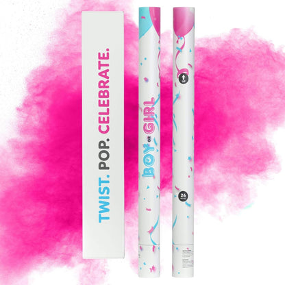 Gender Reveal Powder Smoke Bombs Cannon Poppers | 3 Pink & 3 Blue Poppers | Biodegradable | Alternative to Gender Reveal Smoke Bombs Extinguisher | Gender Reveal Party Decorations | TUR Party Supplies
