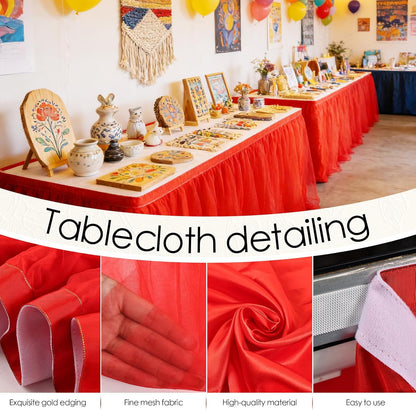 THARAHT Tulle Table Skirt 6FT 180CM Long for Rectangle Tables Round Tables Ruffle Desk Skirt for Princess Girls Birthday Party Cake Dessert Decorations Table Skirt