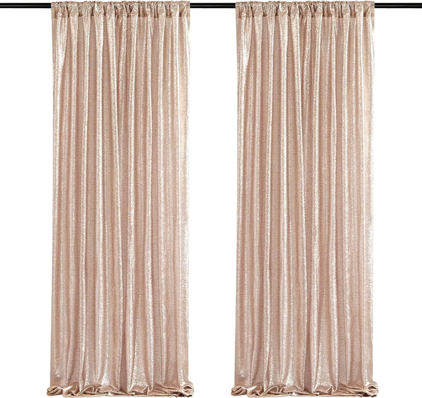 Poise3EHome Black Sequin Backdrop Curtains, 2 Panels 2FTx8FT Glitter Photo Booth Backdrop for Halloween Birthday Bachelorette Wednesday Twilight Party Decorations