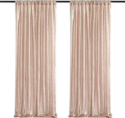Poise3EHome Black Sequin Backdrop Curtains, 2 Panels 2FTx8FT Glitter Photo Booth Backdrop for Halloween Birthday Bachelorette Wednesday Twilight Party Decorations