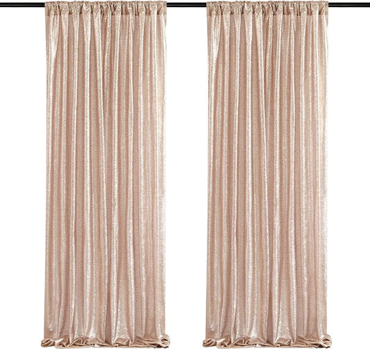 Poise3EHome Black Sequin Backdrop Curtains, 2 Panels 2FTx8FT Glitter Photo Booth Backdrop for Halloween Birthday Bachelorette Wednesday Twilight Party Decorations
