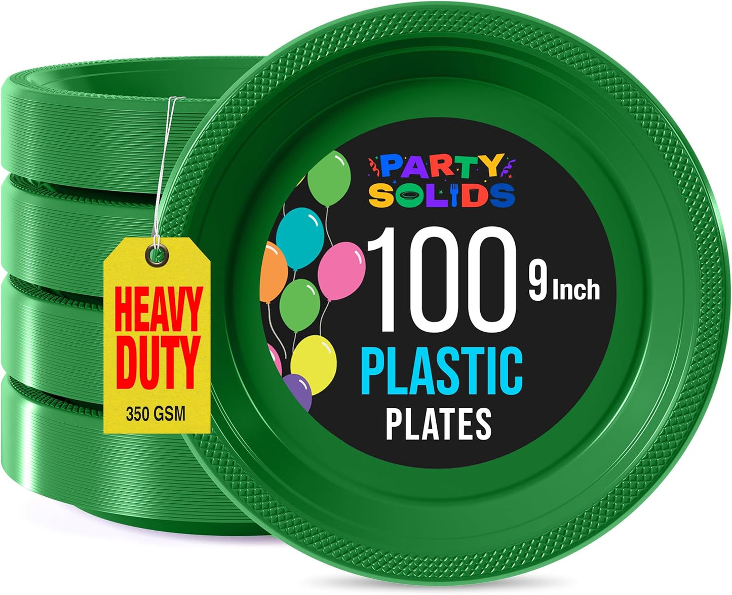 Party Solids Black Plastic Plates For Party 10" Black Disposable Plates For Party Supplies 100 Pcs Plastic Dinnerware Sets Heavy Duty 350 GSM Disposable Dinnerware Set
