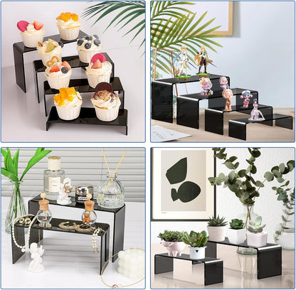 Aheroi Large Acrylic Risers, 10 Pcs 2 Set(7”L~8”L~9”L) Riser Display Shelf, Clear Rectangular Display Stands Set, Transparent Shelves for Decor, Showcase Holder for Cupcake
